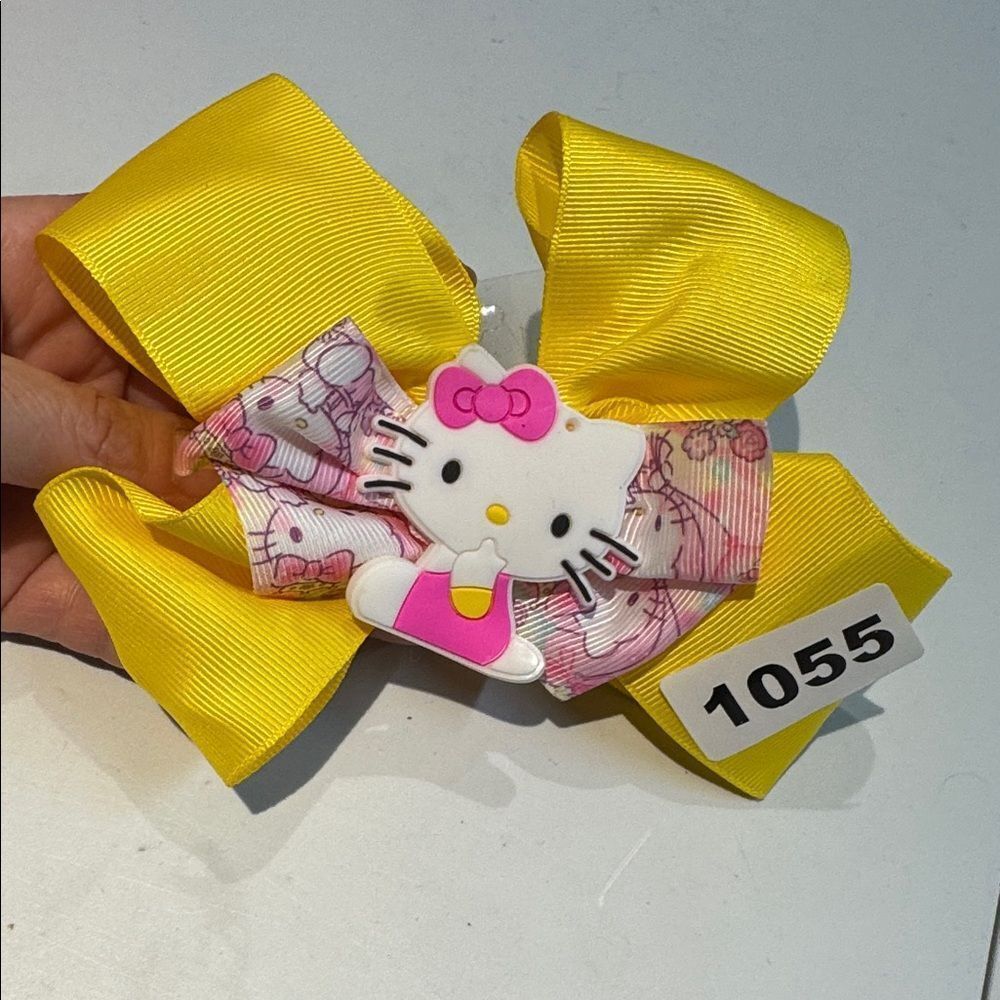 1055 Yellow Color Hello Kitty Hair Bow Alligator‎ Clip